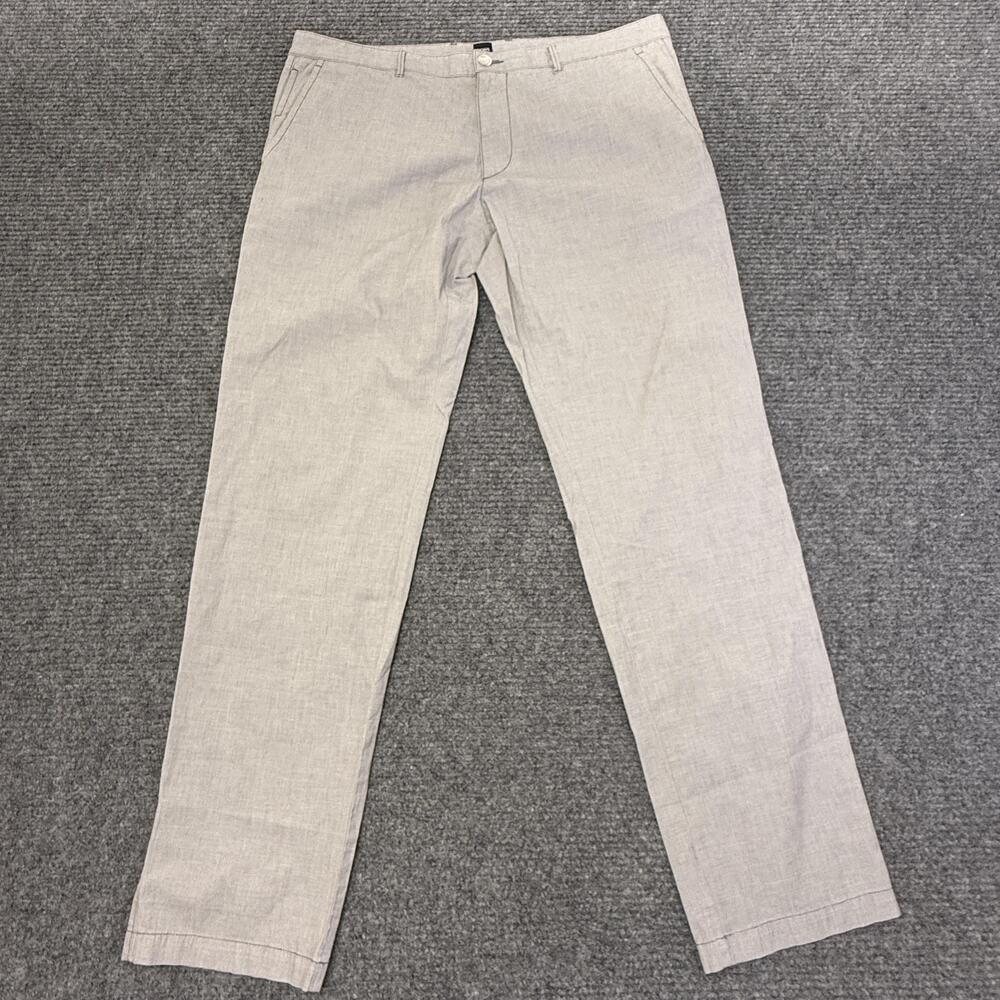 Hugo Boss Pants Mens 38x32 Gray Chambray Stretch Chino Casual Italian Crigan3-W